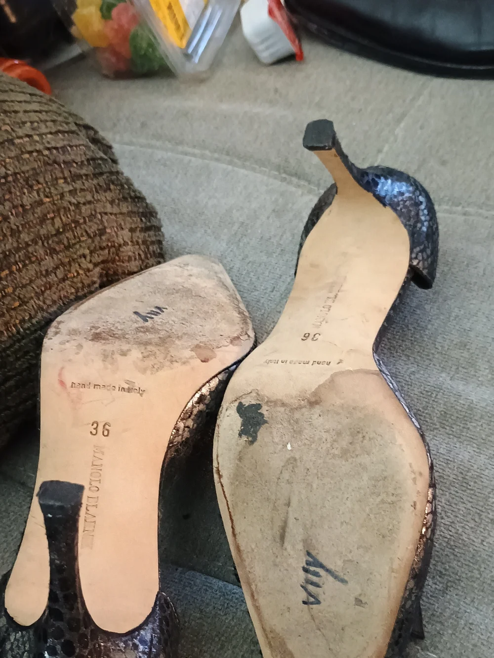 Manolo Blahnik Black Snakeskin D’Orsay Pointed-Toe Pumps (263) 36 (5.5-6)